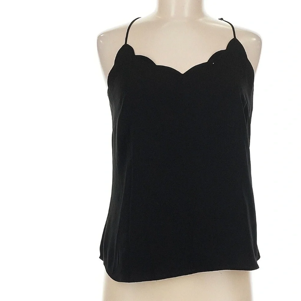 J. Crew Black Scalloped Camisole